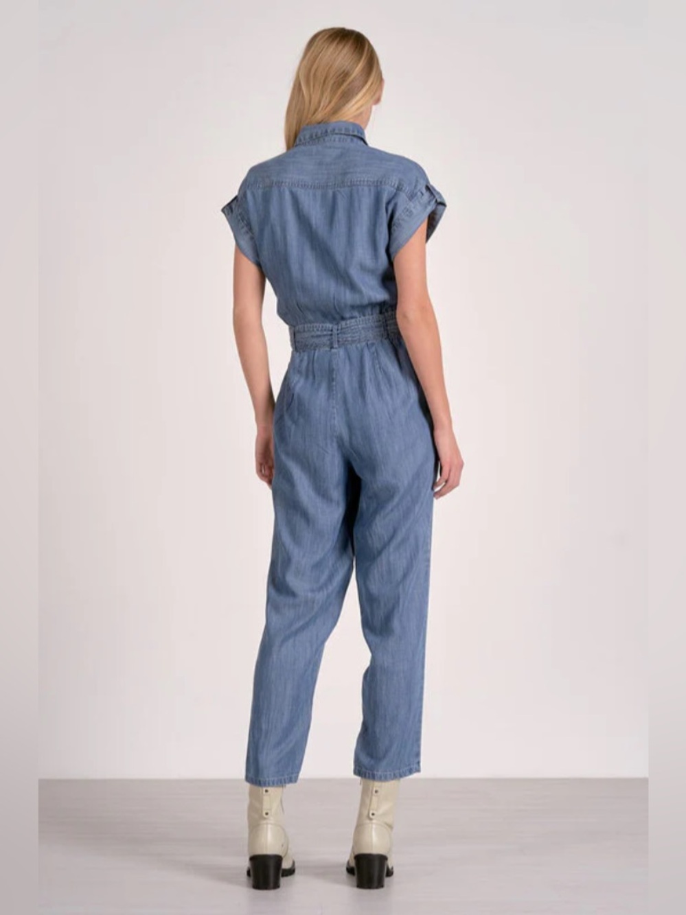 ON SALE!...Western Blue Tencel Denim Tie-Waist Jumpsuit | Cowgirl Rancho Style - Picture 5 of 5